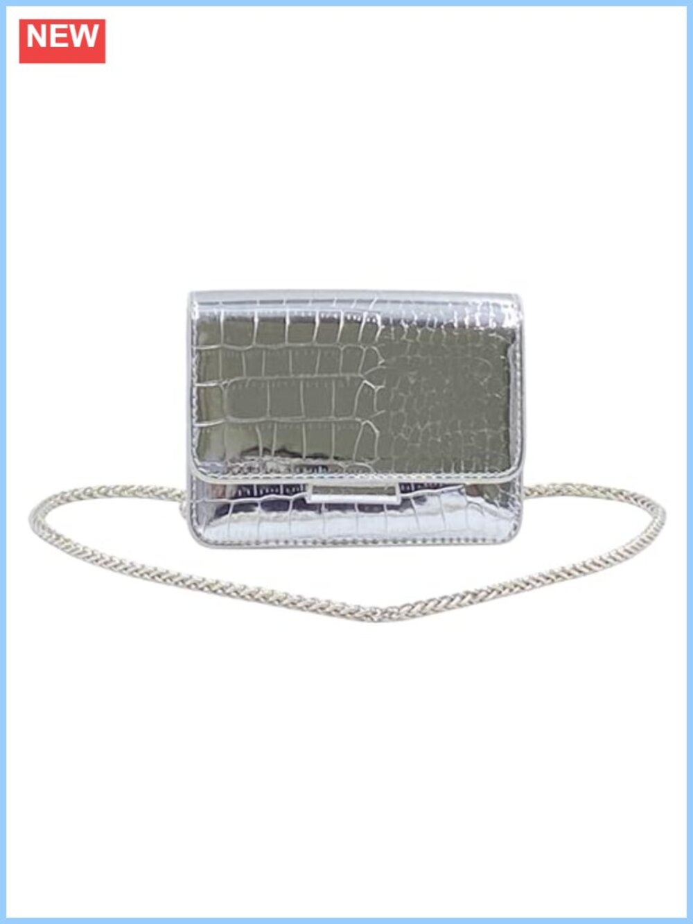 PU Mini Crossbody Bag Crocodile Pattern Chain Strap Evening Clutch